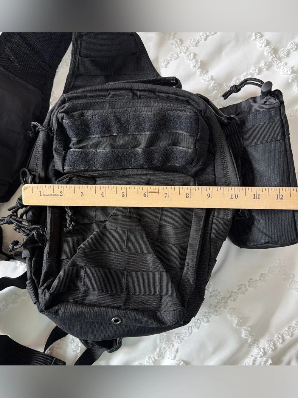 USA EveryDay Carry Sling Tactical Shoulder Bag Military Black Water Bottle Pouch